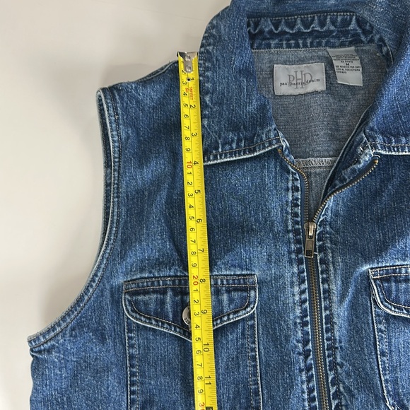Vtg Paul Harris Denim Full Zip  pockets Vest denim on denim utility - Picture 7 of 9